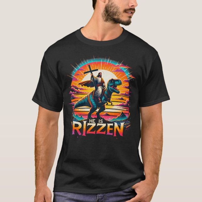 Jesus Has Rizzen He Is Rizzen Christian Jesus Is R T-Shirt (Front)