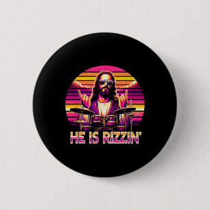 Jesus Has Rizzen He Is Rizzin' Funny Christian Nd  6 Cm Round Badge