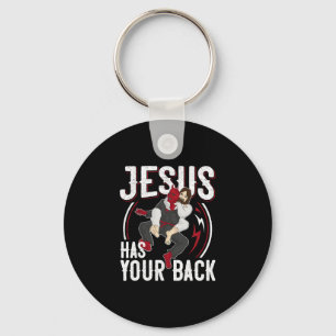 Jesus Has Your Back Brazilian Jiu Jitsu BJJ Christ Key Ring