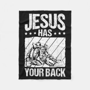 Jesus HAS YOUR BACK Brazilian Jiu-Jitsu Jesus Fleece Blanket
