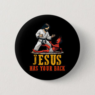 Jesus Has Your Back Funny Christian Jiu-jitsu 6 Cm Round Badge