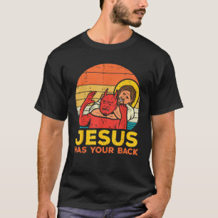 Jesus Has Your Back Jiu Jitsu Retro Christian Men T-Shirt