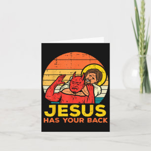 Jesus Has Your Back - Retro Sunset Jesus Wrestling Card