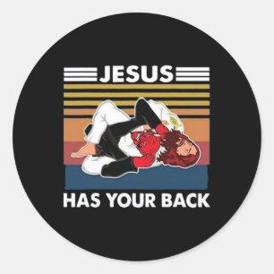 Jesus Has Your Ck Karate Classic Round Sticker