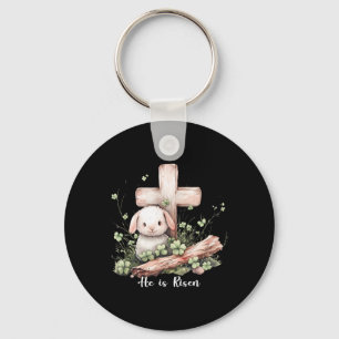 Jesus He Is Risen Cross Lamb Thorn Crown Easter Key Ring