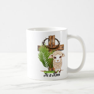 Jesus He Is Risen Lamb Cross Thorn Crown Faith Eas Coffee Mug