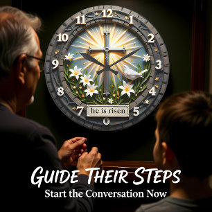 Jesus He Is Risen Radiant Large Clock