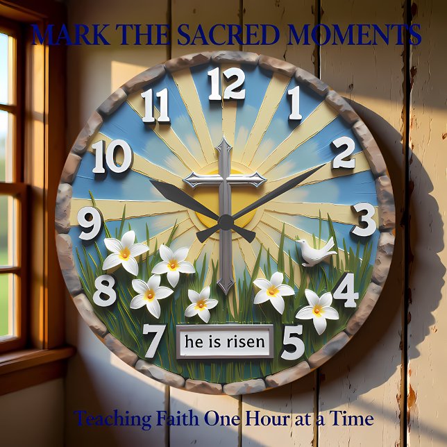 Jesus He Is Risen Sunburst Large Clock (Creator Uploaded)