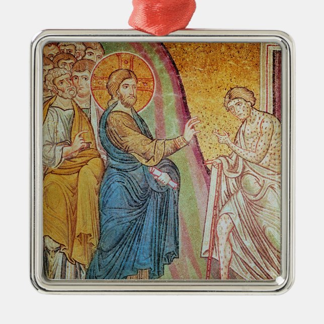Jesus healing a leper metal tree decoration (Front)
