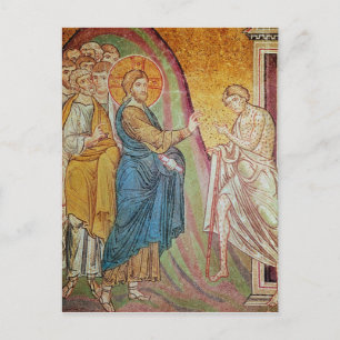 Jesus healing a leper postcard