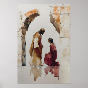 Jesus Healing Print Minimalist Bible Miracle