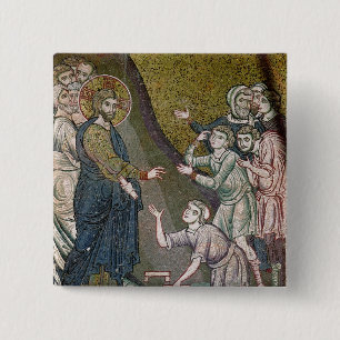 Jesus Healing the Crippled and the Blind 15 Cm Square Badge
