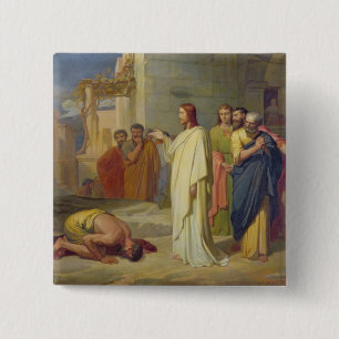 Jesus Healing the Leper, 1864 15 Cm Square Badge