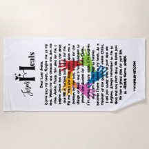 JESUS HEALS BEACH TOWEL