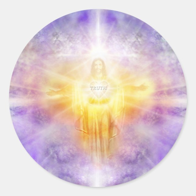 Jesus Heart Classic Round Sticker (Front)