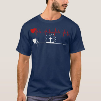 Jesus Heartbeat Heartbeat EKG My Heart Beats for J T-Shirt