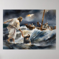 Jesus Helping Peter Out Of The Water