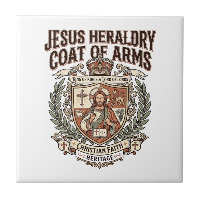 Jesus Heraldry Coat Of Arms Jesus Heraldry Coat Ar Tile (Front)