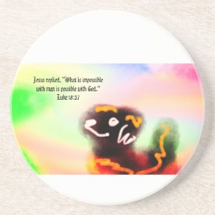 Jesus here coaster