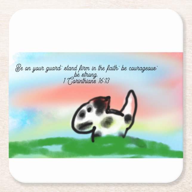 jesus here love  square paper coaster (Front)