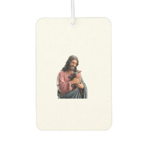 Jesus Holding a Baby Hippo Painting Playful Twist  Car Air Freshener