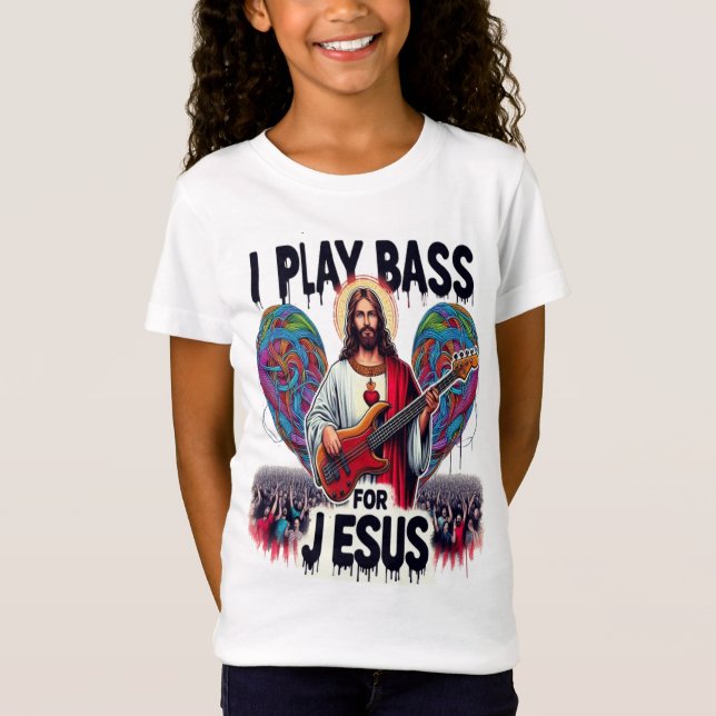 Jesus holding a bass guitar T-Shirt (Front)