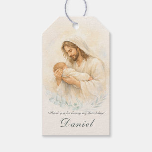 Jesus Holding Baby Baptism Thank You Favour Tag