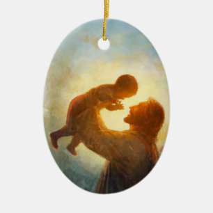 Jesus holding baby ornament