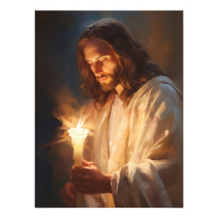 Jesus Holding Candle Photo Print