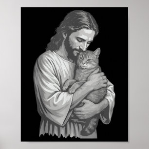 Jesus Holding Cat Poster