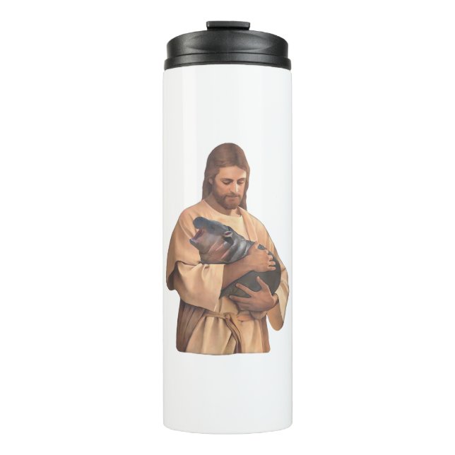 Jesus Holding Moo Deng Tank Top Thermal Tumbler (Front)