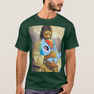 Jesus holding rainbow dash friend T-Shirt