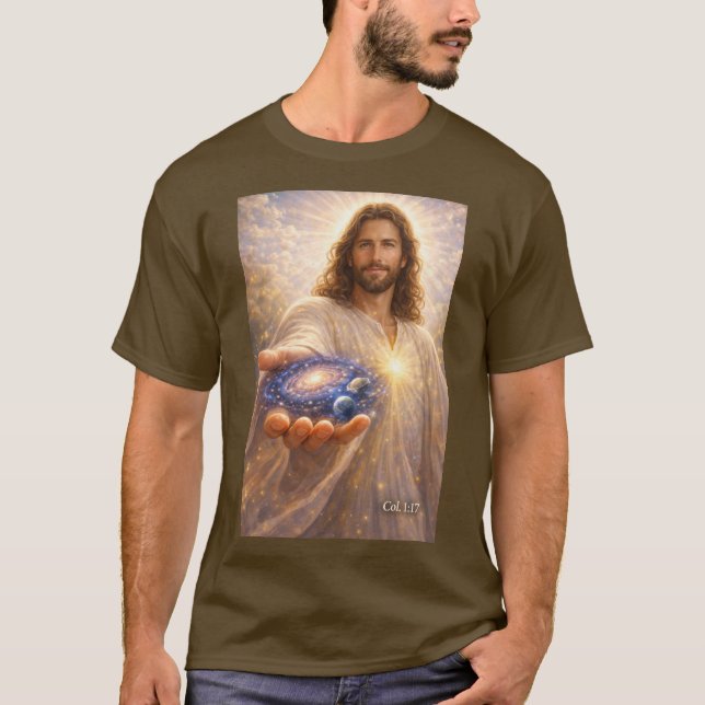 Jesus holding the universe in His hands T-Shirt (Front)