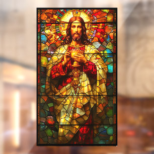 Jesus Holy Communion Faux Stained Glass