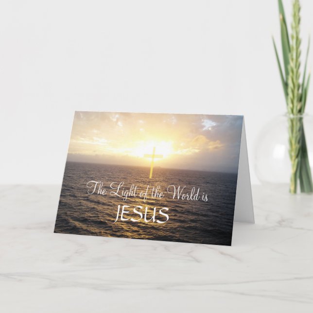 Jesus Holy Cross Ocean Sunset Card (Front)