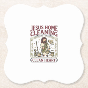 Jesus Home Cleaning Clean Heart Jesus Home Cleanin Paper Coaster
