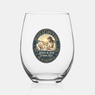 Jesus Hospice End Of Life Comfort Shirt Christian  Stemless Wine Glass