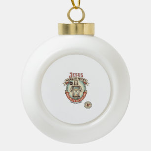 Jesus Hourglass Patience Jesus Hourglass Patience  Ceramic Ball Christmas Ornament