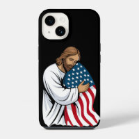 Jesus hugging American flag