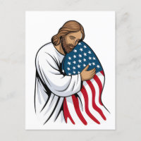 Jesus hugging American flag