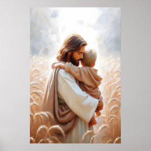 Jesus Hugging Boy Jesus and Child Jesus and Kids Poster