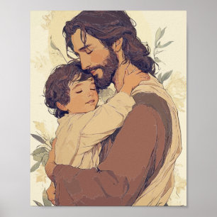 Jesus Hugging Child – Comforting Christian Poster