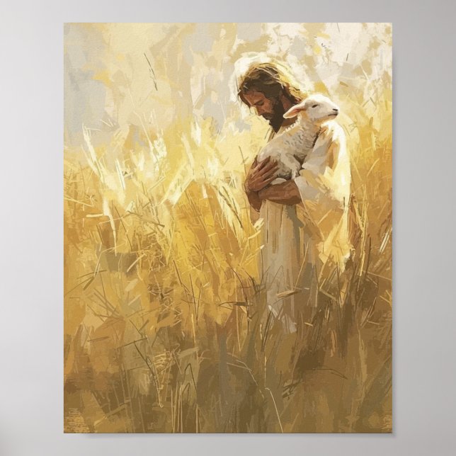 Jesus Hugging Lamb – Gentle Shepherd Kids Poster (Front)
