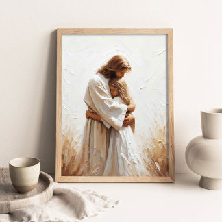 Jesus Hugging Little Girl, Christian Painting, Jes Poster