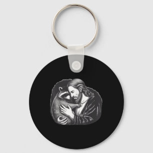 Jesus Hugging Racoon _2 Key Ring