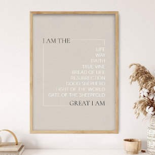 Jesus I Am Statements, Jesus Poster, Bible Wall  Poster