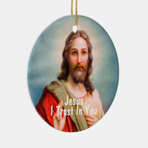 Jesus I Trust in You Ceramic Tree Decoration