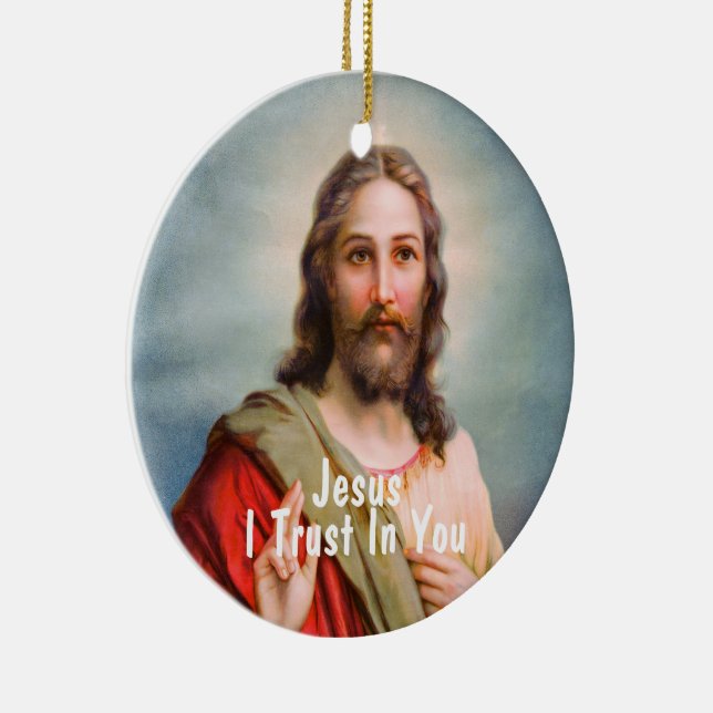 Jesus I Trust in You Ceramic Tree Decoration (Right)