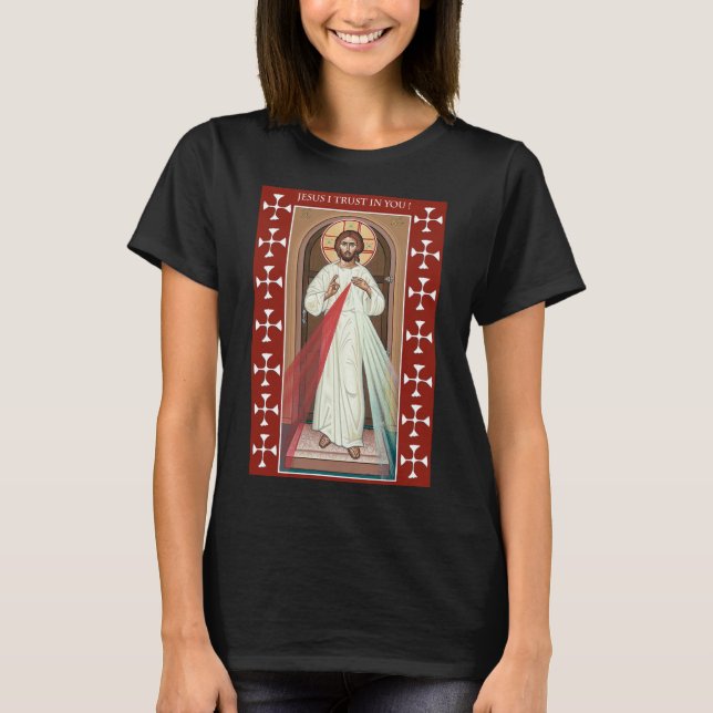 JESUS I TRUST IN YOU DIVINE MERCY ICON T-Shirt (Front)