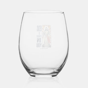 Jesus I Trust In You Divine Mercy Shirt Design_1 Stemless Wine Glass